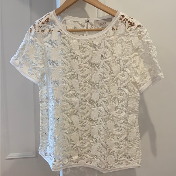 NWT Loft  white lace top - Picture 2 of 4